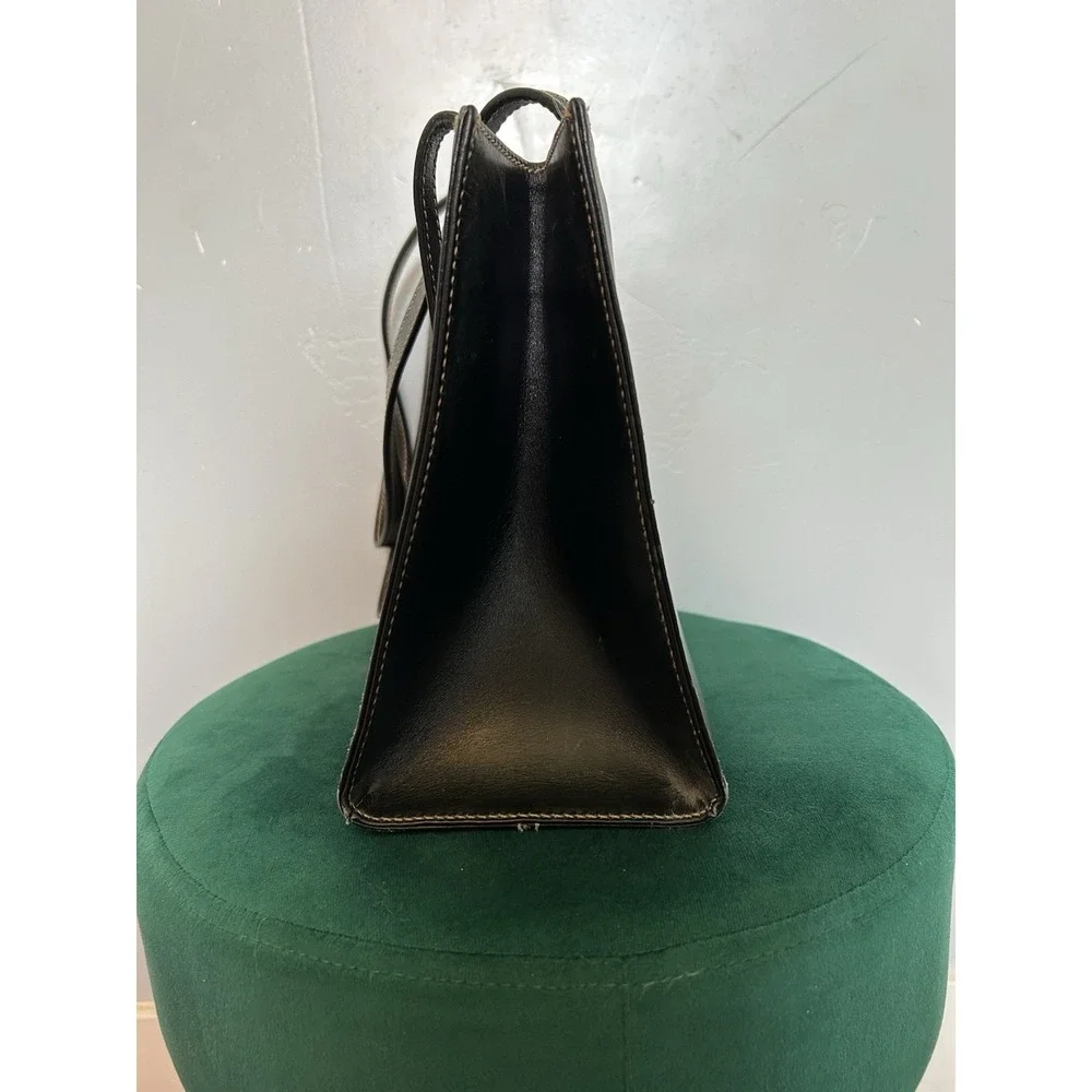 Vintage Kate Spade New York Made in Italy Square Black Leather Shoulder Tote Bag
